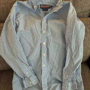 Vineyard Vines Blue and White Gingham Kids Shirt
